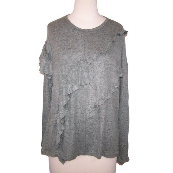 Charming Charlie Shirt Top XL Soft & Stretchy Ruffled Pullover Aqua Green NWT - Picture 1 of 10